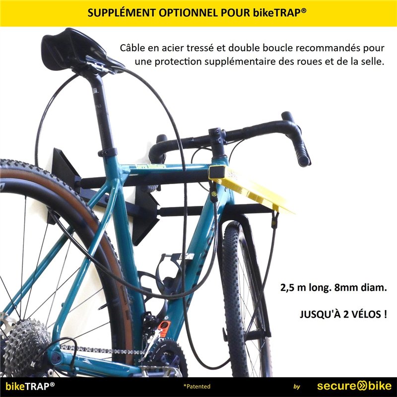 Image secondaire de Antivol pour velos: Câble 2,5 mx 8 mm d´acier de double boucle pour support antivol bikeTRAP