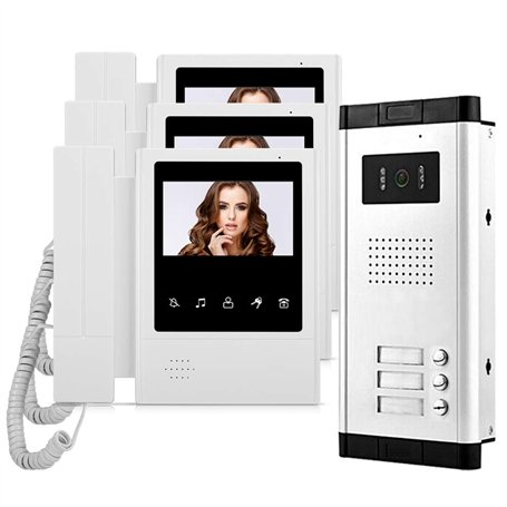 HFeng 4.3 '' Kit interphone vidéo couleur pour interphone 3 moniteurs + 700TVL Caméra vidéo de vision nocturne COMS IR pour 3 ap