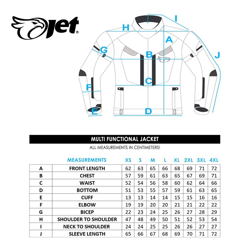 Image secondaire de JET Blouson moto imperméable avec armure veste moto multi fonctionnel textile (Noir, M (EU 48-50))