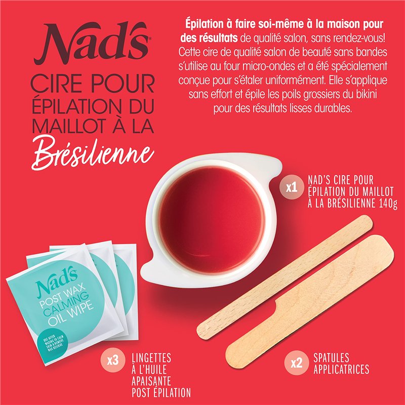 Image secondaire de Nad’s Cire Pour Du Maillot À La Brésilienne - Kit D'Épilation À La Maison Avec Cire Dure, Pot de Cire Chaude, y compris la zone
