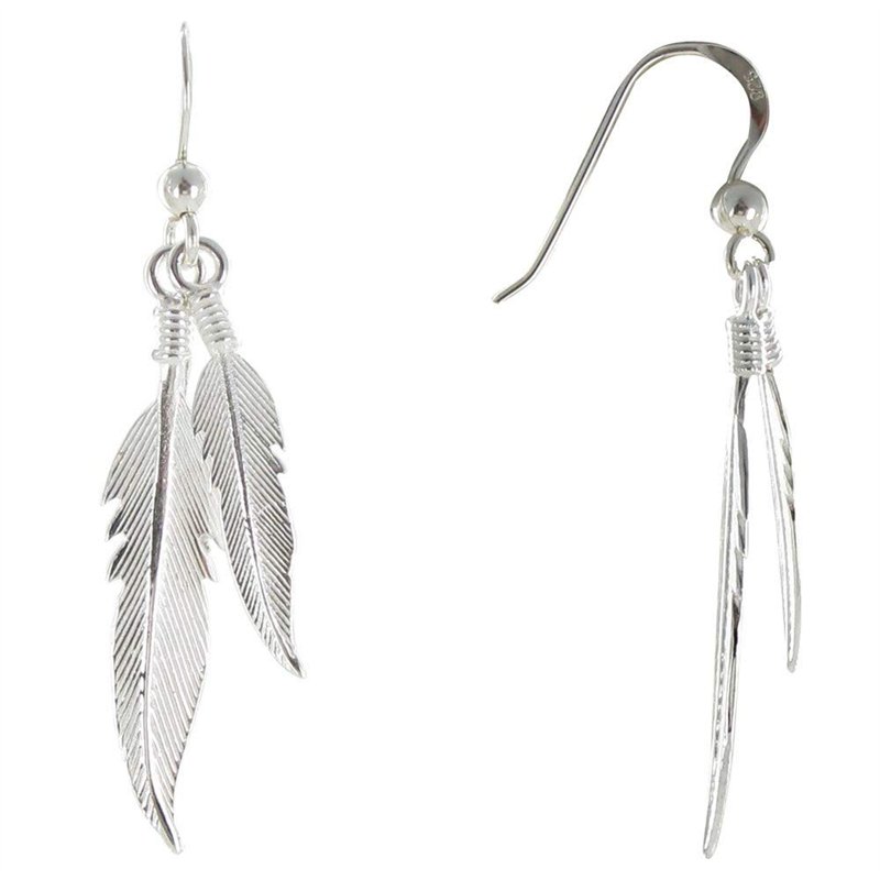 LES POULETTES BIJOUX - Boucles d'oreilles Deux Plumes d'argent 925