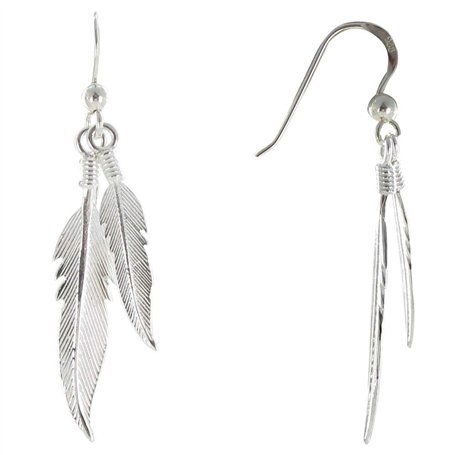 LES POULETTES BIJOUX - Boucles d'oreilles Deux Plumes d'argent 925