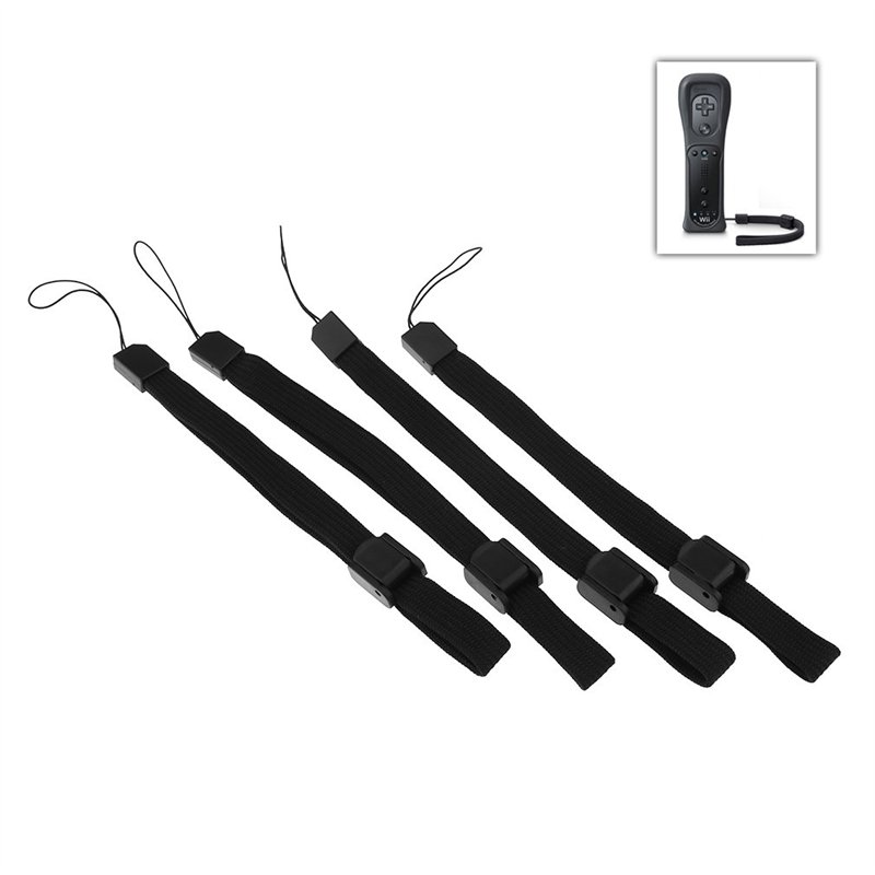 Create idea 4pcs Lanière Dragonne avec boucle Noir Compatible avec Wii Contrôleur Téléphone Bracelet à poignet NOIR PSP DSL 3DS 