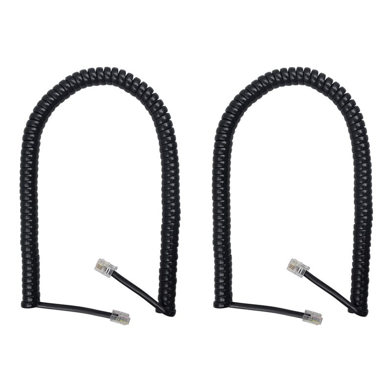 Duttek Cordon Telephone, Cable Telephone Fixe Noir, Câble pour combiné de téléphone, Câble spiralé RJ9 de 1 à 3 m de Long déroulé