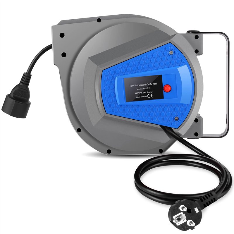 Professionnel Enrouleur de Câble Rétractable Automatique| 15m+1m Enrouleur de Câble Monté Au Mur et Au Plafond| 180° Câble Rotat
