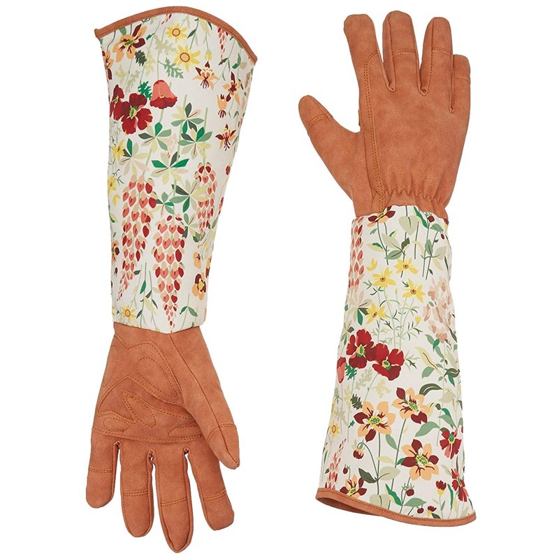 Ruibo Cuir Rose Gants de Jardinage/Thorn Proof d'élagage Gants avec résistant aux Crevaisons Manches Longues Polyester Imprimé M
