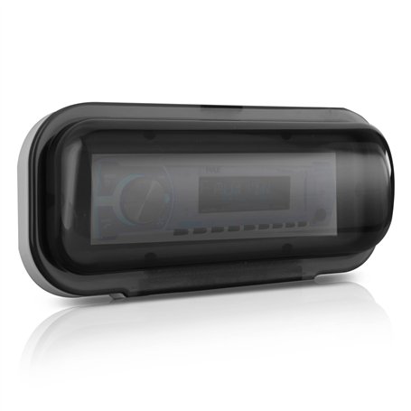 Pyle Housse Stéréo Marine - Boîtier de protection étanche pour radio - Protection Robuste pour Radio de Bateau - Couleur Fumée -