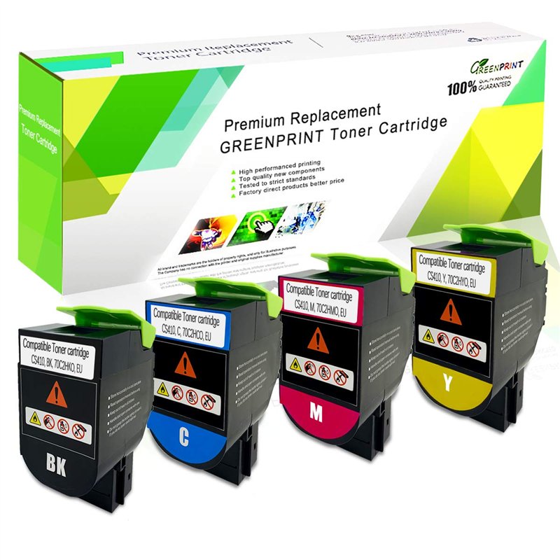 GREENPRINT Cartouches de Toner Compatibles 4 Couleurs CS310 CS410 CS510 Haute Capacité 4000 Pages BK, 3000 Pages CMY pour Lexmar