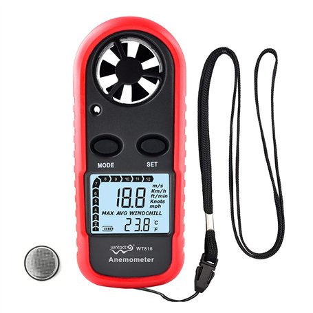 Wintact Jauge de compteur de vitesse du vent portable anémomètre