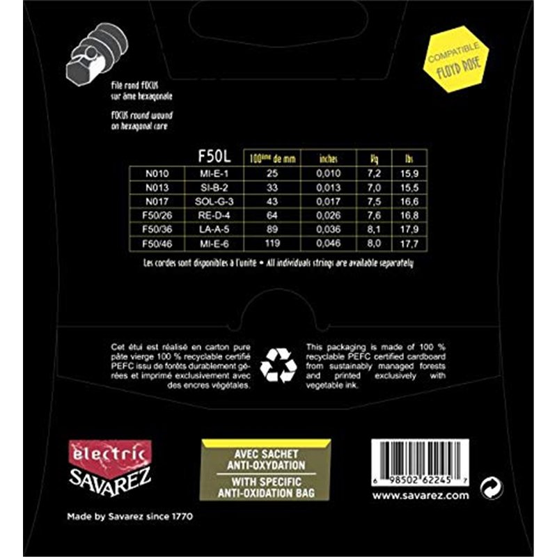 Image secondaire de Savarez cordes de guitare électrique Focus Stainless Steel Set Light .010-.046 F50L