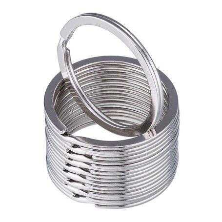 Lot de 50 anneaux ronds plats en métal pour clés de voiture ou de maison - Argenté - 30 mm