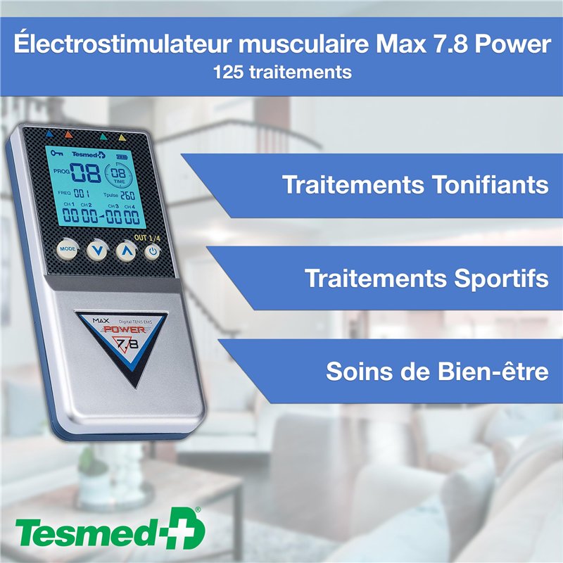 Image secondaire de TESMED Max 7.8 Power electrostimulateur Musculaire, Massage tens- abdominaux, Sport, Masse Musculaire, esthétique, Massage