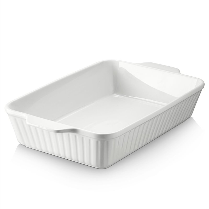 DOWAN Casserole, 9x13 plat de cuisson en céramique, grand plat à lasagne profond pour le four, 4.2 quarts plat de cuisson avec poignées