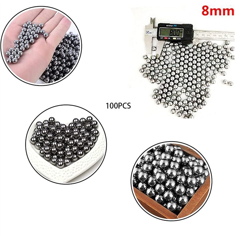 Image secondaire de Dingzing 100PCS Billes Rondes En Acier 8 mm En Acier Inoxydable Bille En Acier De Bicyclette Pièce De Rechange Munitions Slingsh