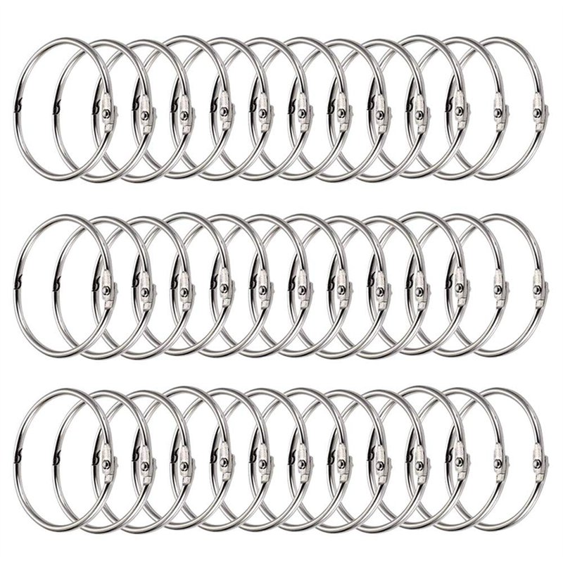 Anneaux de Livre, Anneaux de Reliure, 100 PCS Métalliques Anneaux Porte-clés à Bloc-note Anneaux Articulés pour Albums Scrapbook