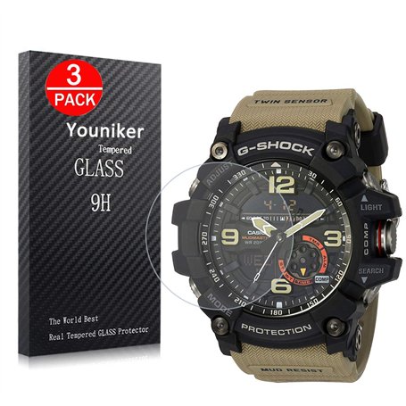 Youniker Lot de 3 Verre Trempé pour Casio G Shock Compatible avec GG-1000 Montre Protecteur d'écran