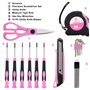 DEKO Kit d'outils ménagers rose 71 pièces, ensemble d'outils portables pour femme avec pochette de transport facile, parfait pou