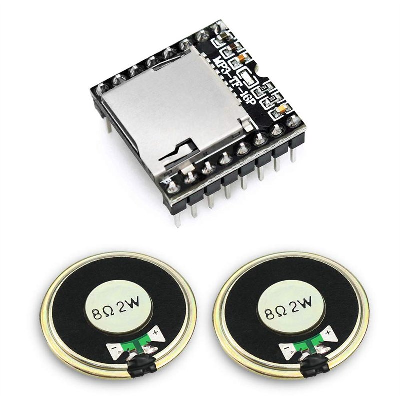 KeeYees Mini MP3 DFPlayer Player Module avec Haut-Parleur Ronde 2W 8Ohm pour Bricolage Compatible avec Arduino