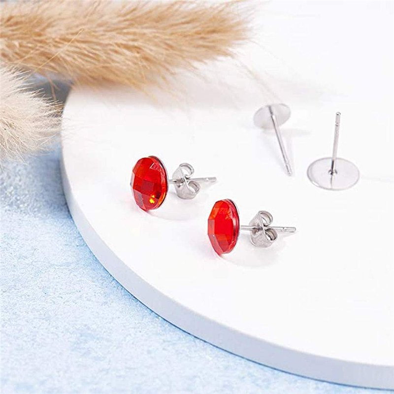 Image secondaire de 100 Paires Earring Posts Pad, Poteaux Plat de Boucle d'oreille, Boucles d'oreilles en Acier Inoxydable, pour la Fabrication de B
