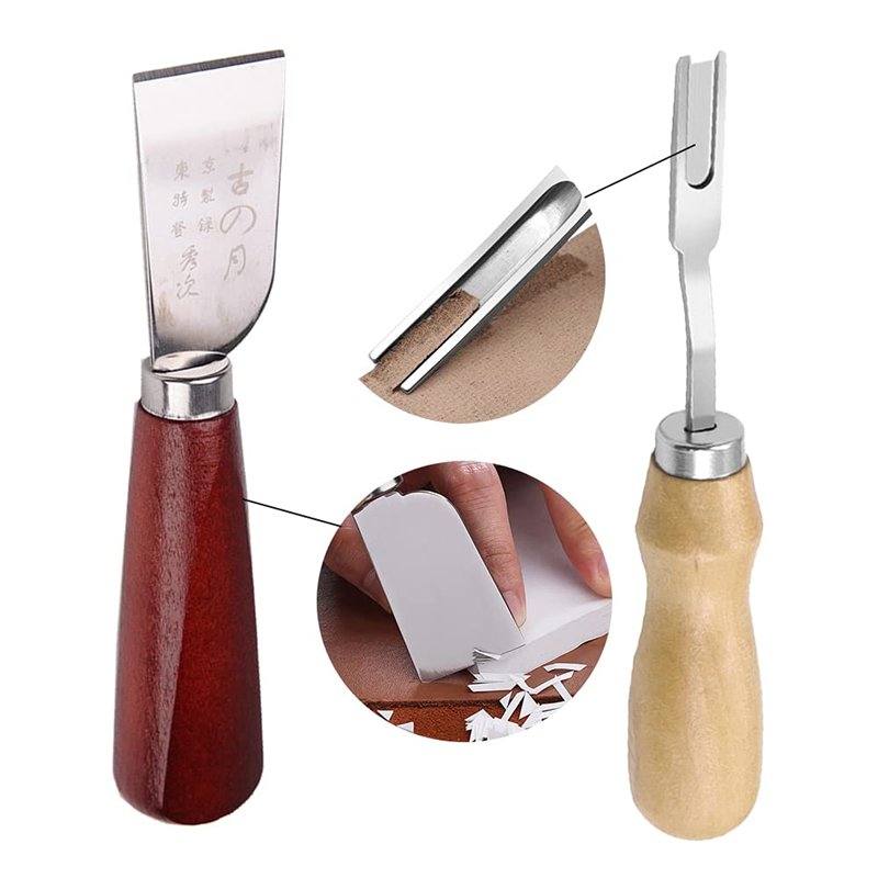 Zhioudz 2 Couteau à DéCouper En Cuir Outil De Biseautage Pour Cuir, Contenant 2 Tailles De En Cuir Couteau à Parer, Biseau En Cu
