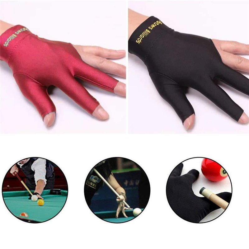 Image secondaire de POFET Lot de 4 Gants de Queue de Billard élastiques en Lycra pour Main Gauche à 3 Doigts pour tireurs, Carom, Piscine, Snooker e