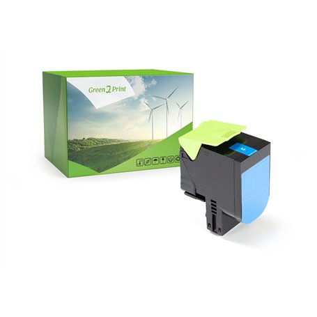 Green2Print Toner Cyan 2000 Pages remplace Lexmark 80C0S20