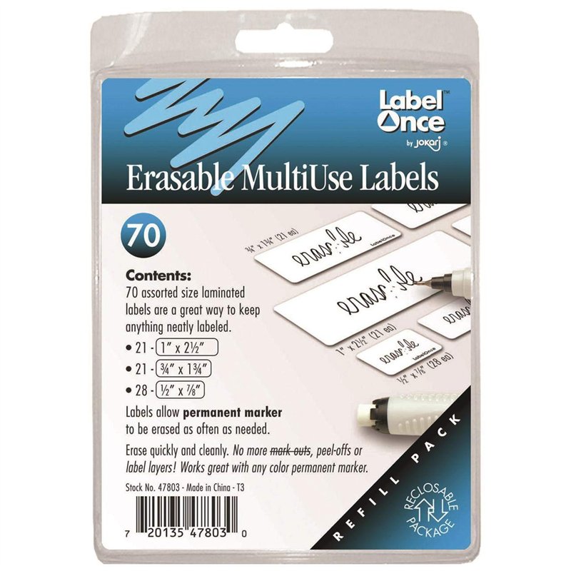 JOKARI à Imprimer Une Fois effaçable Multiuse étiquettes Lot Recharges, 70 Count