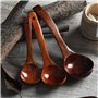 Lot de 3 Louches à Soupe en Bois Naturel - Cuillère Japonaise à Long Manche - Ustensile de Cuisine