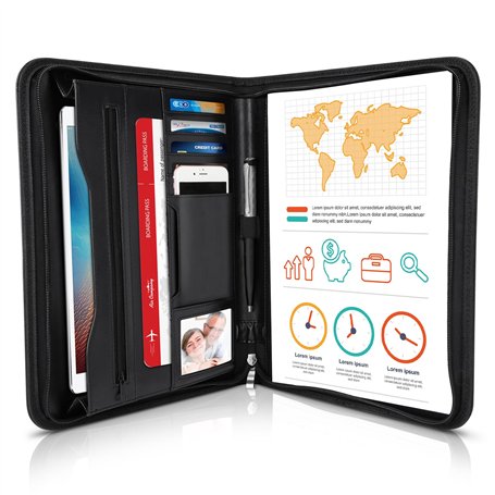 LOETAD Porte Documents A4 Homme Organiseur de Documents en Cuir pour Bureau Agenda d'Affaire Entretiens Réunions Conférences Sup