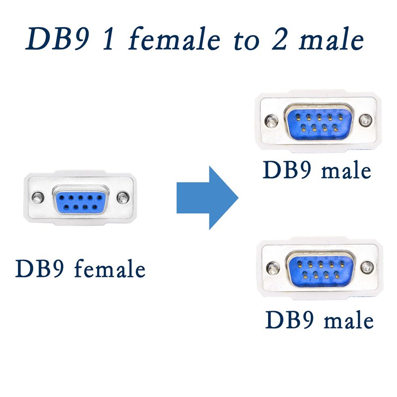 Image secondaire de PNGKNYOCN Câble répartiteur DB9 en Y DB9 9 broches 1 ale femelle vers 2 mâles RS232 pour connecter divers appareils d'interface 