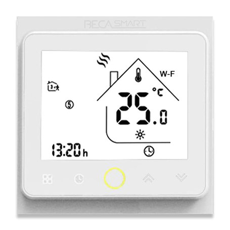 BecaSmart 002 Series WiFi Thermostat pour Chauffage électrique 16A Ecran Tactile LCD de Programmation Intelligent sans Fil Comma