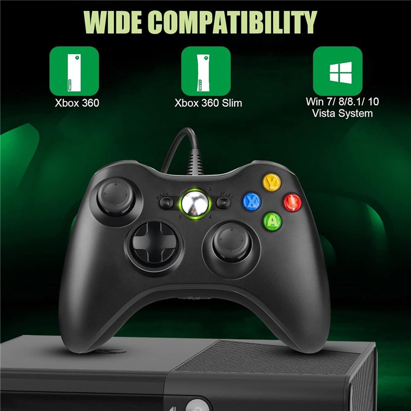 Image secondaire de Manette pour Xbox 360 PC, Manette de Jeu USB, Design amélioré contrôleur de câble Ergonomique pour Xbox 360 Slim et PC avec Wind