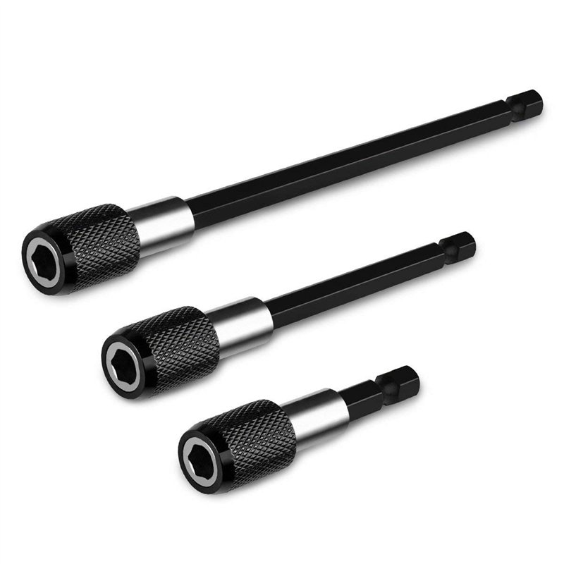 QWORK® 3pcs Tige d'Extension Magnétique, Perceuse Électrique Tournevis Embout, Foret de 1/4 hexagonale Barre de dégagement rapid