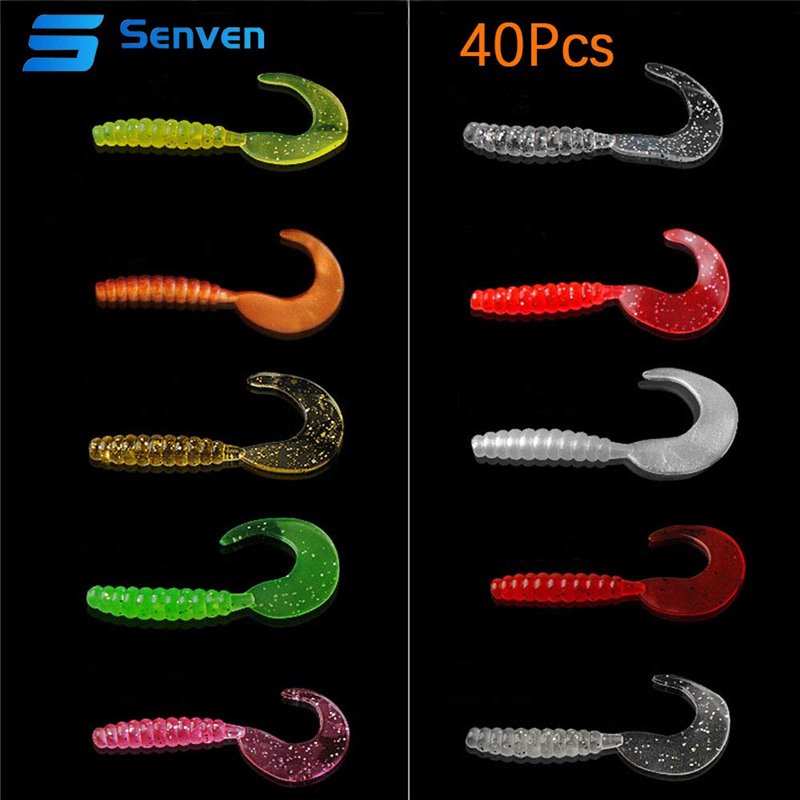Image secondaire de senvenelec 40pcs appâts artificiels, Silicone Souple bionique, Terre Artificielle, appât de ver ver Simulation d'appât pêche ver