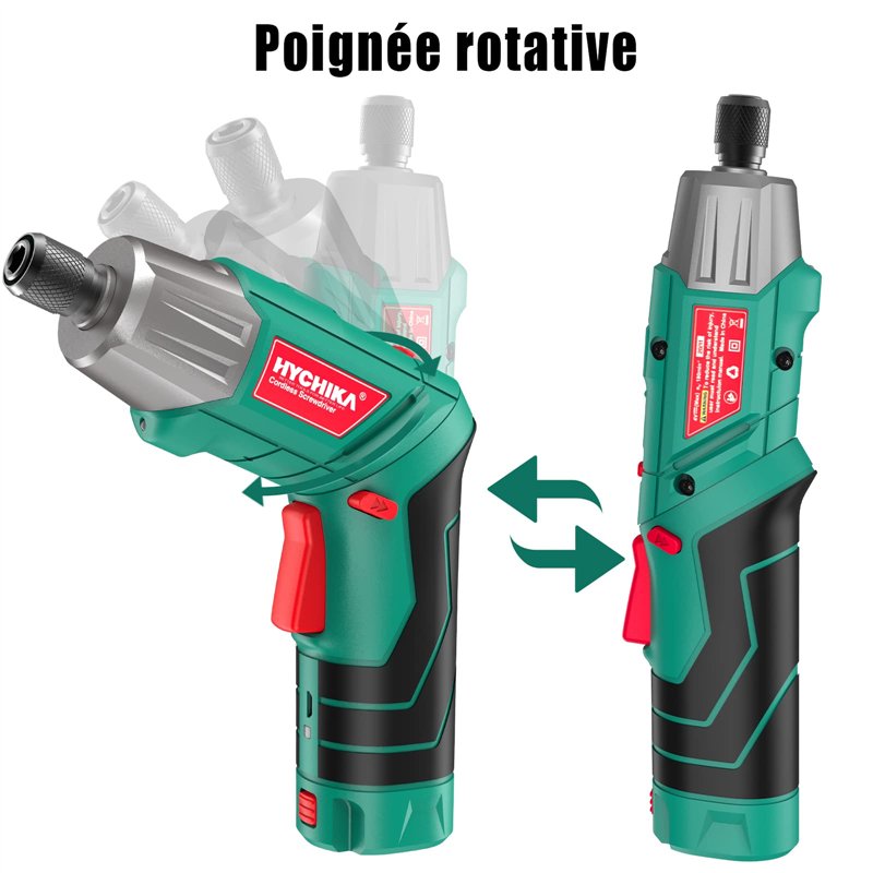 Image secondaire de HYCHIKA Visseuse Sans Fil 6Nm, Visseuse Devisseuse sans Fil 2.0Ah 3.6V Avec 35 Accessoires, Lampe LED, Câble USB et Boîte de Ran