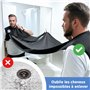 Tablier Barbe Homme-Cape de Rasage Homme-Bavoir Barbe-Accessoire Ideal pour la coupe de la Barbe à la Tondeuse ou au Rasoir-Avec