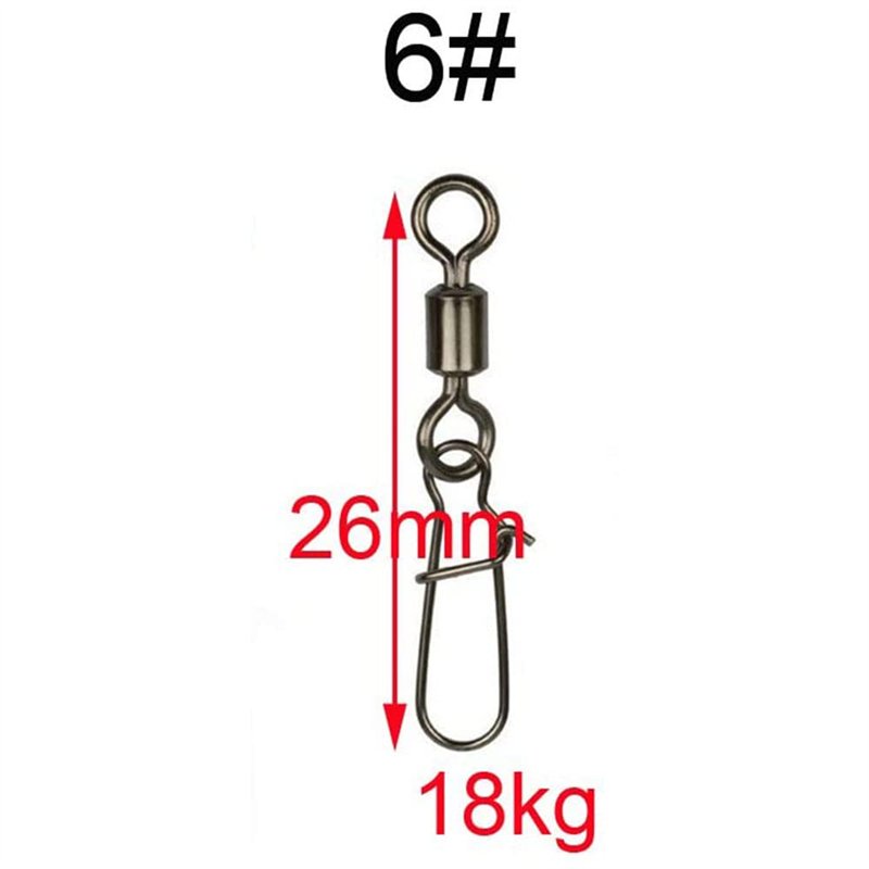 Image secondaire de DCQQ 100 pièces Pivot de Pêche en Acier Inoxydable Emerillons Connecteur avec Double Snap Lock Ligne De Pêche Connecteur Émerill