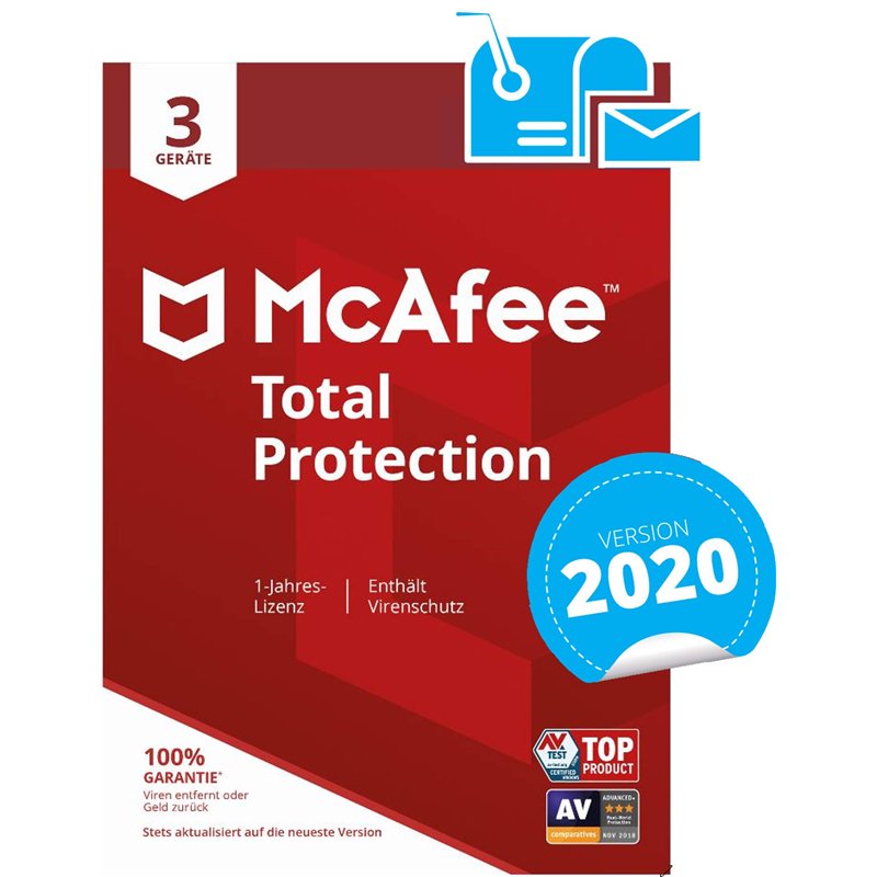 McAfee Total Protection 3 Device|2020|3|1|PC/Mac/Android|Téléchargement