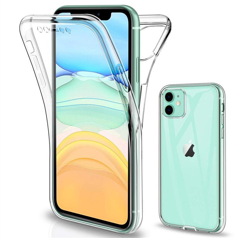 SOGUDE Coque pour iPhone 11 6.1 (2019) - Étui Transparent Silicone TPU Intégral 360 Degrés Full Body Protection pour iPhone 11 6