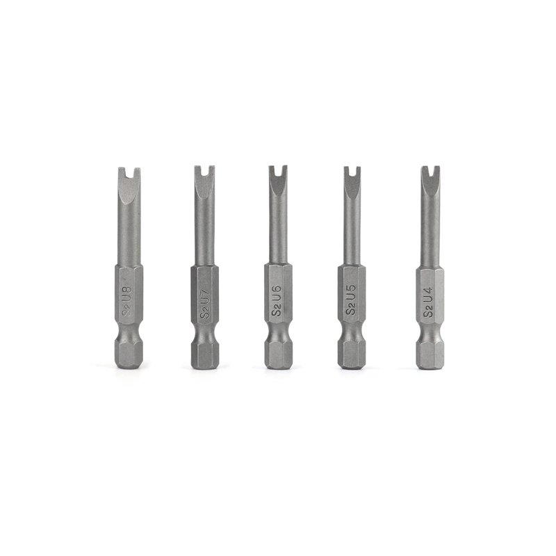 QWORK® 5 Pcs Embouts de Tournevis en Forme de U, Embouts de Tournevis Magnétiques en Alliage d'Acier S2 Longueur 50mm 1/4