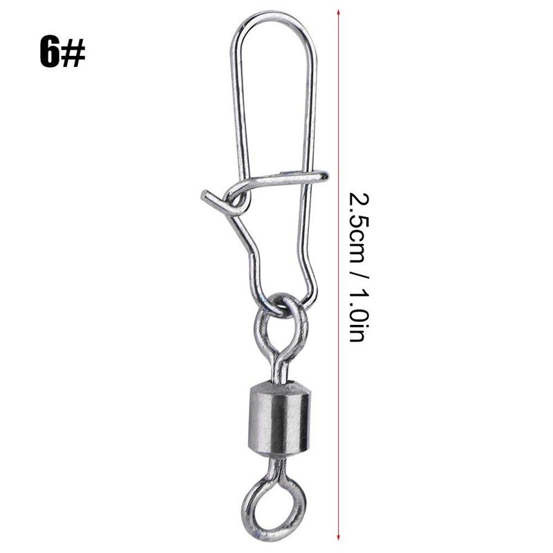 Image secondaire de Alomejor Pivot De Pêche 50 PCS 2# 4# 5# 6# 8# en Acier Inoxydable Emerillons Connecteur/Agrafes de Pêche Roulants avec Quick Loc