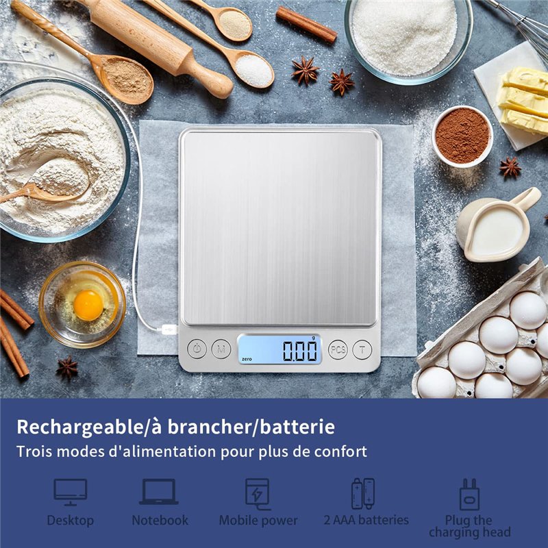 Image secondaire de KUBEI Balance de cuisine améliorée avec une capacité de pesée maximale de 1kg/0.01g,Petite Mini Balance Milligramme, pour Bijoux