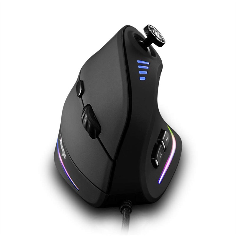 zelotes Souris Verticale avec Joystick,10000DPI,11 Boutons Programmables,RGB,Conception Ergonomique,Optique USB Souris Gamer Fil