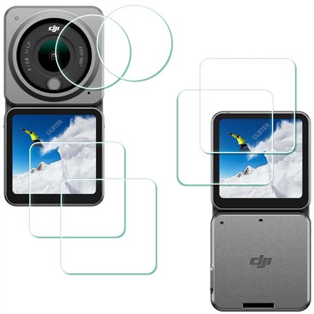 ULBTER Vitre Protection pour DJI Action 2 Dual-Screen Combo + Verre Trempé Ecran d'objectif Screen Protector 0