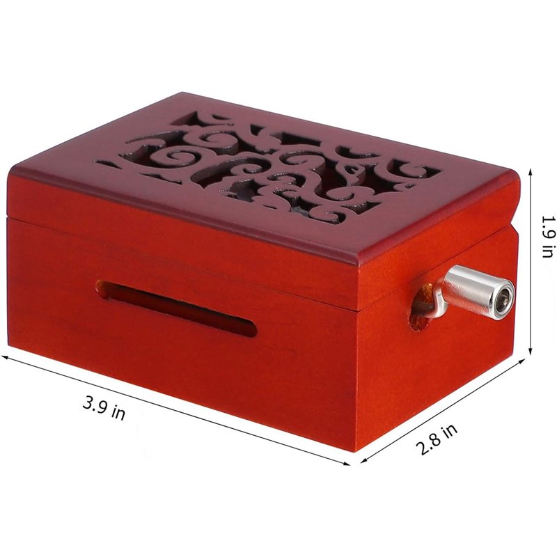 Image secondaire de Cuzit Boîte à musique à manivelle en bois gravée avec mouvement 15 notes à monter soi-même avec un poinçon 14 feuilles de papier