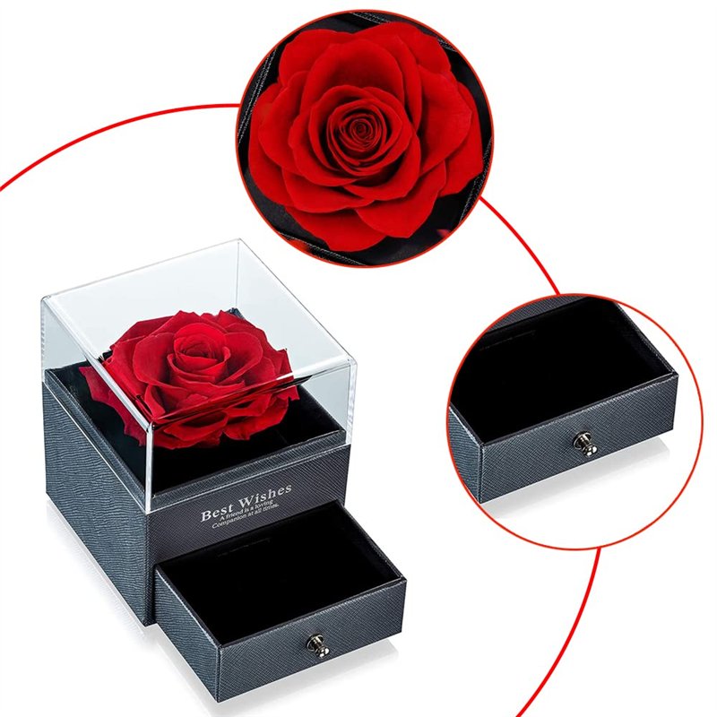 Image secondaire de Boîte Rose Éternelle avec Bijoux, Collier, Sac Cadeau et Carte de Vœux Manuscrite - Cadeau pour Dames