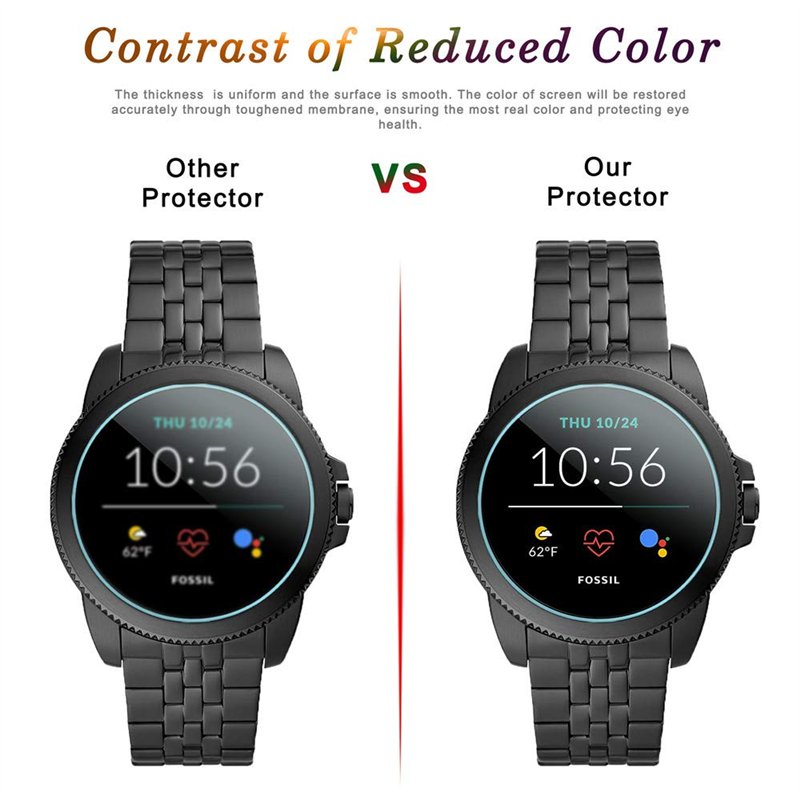 Image secondaire de Diruite 4-Pièces Compatible avec Fossil Gen 5E Protection Écran,2.5D Arc Edges 9H Dureté en Verre Trempé pour Fossil Gen 5E 42mm