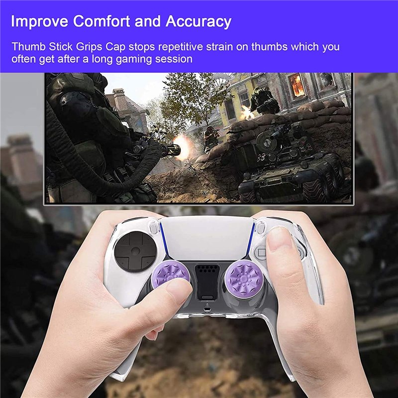 Image secondaire de TEUVO Thumbsticks, Silicone Joystick Grips Caps pour PS4 Controller et pour PS5 Controller à Aide avec Viser, Controller et Rédu