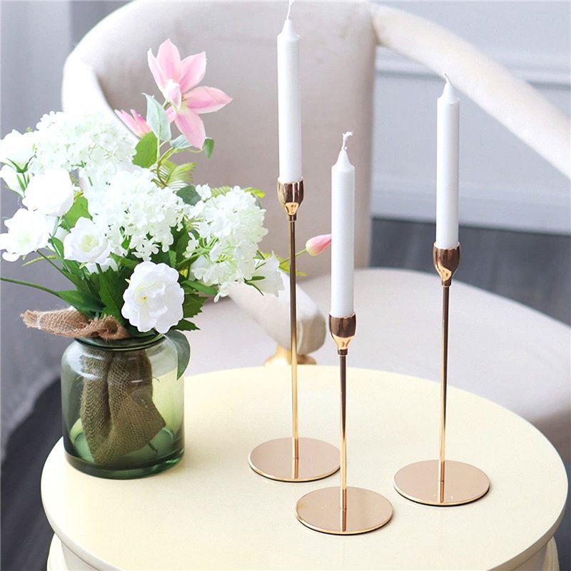 Image secondaire de Amzeeniu Chandelier Bougeoir Dorés 3 Pcs,Chandelier de Mariage Différentes Tailles,23/28/33cm Candélabre pour Bougies de 2.2 cm