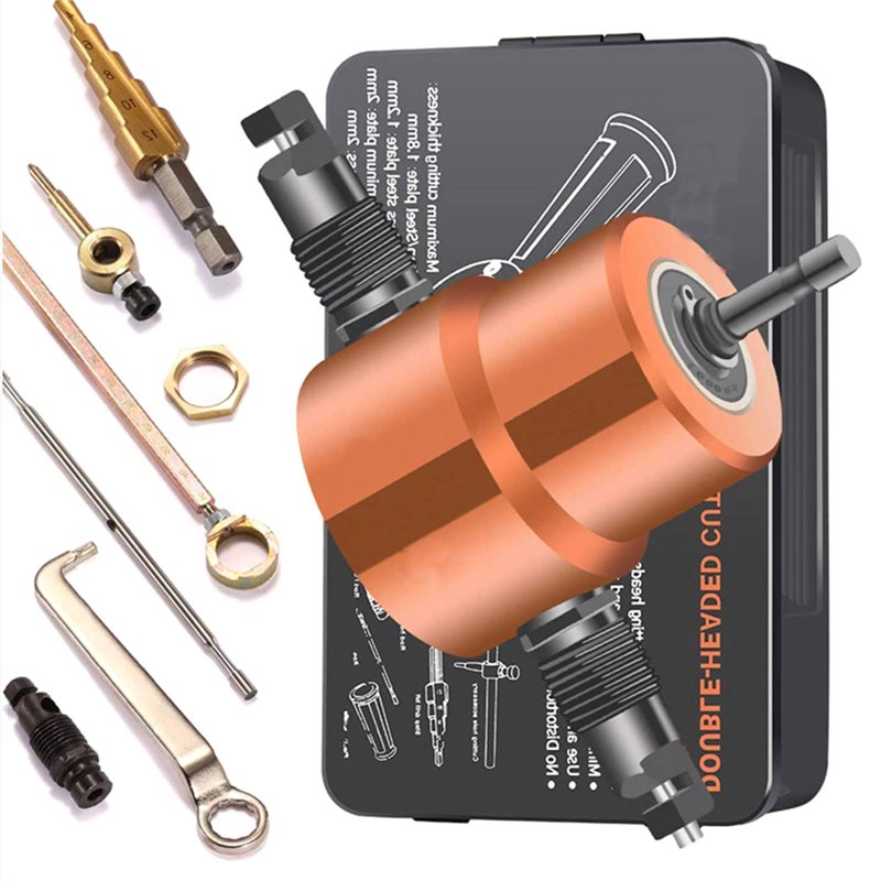 Coupeur de grignoteuse de tôle Hancaner Grignoteuse de Coupe de tôle à Double Pointe Coupe-scie à Métal Fixation de Perceuse Rég